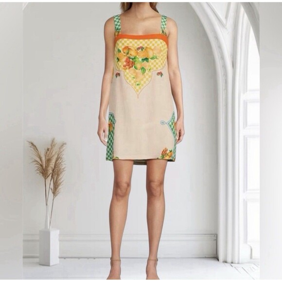 ANTONIO MELANI Dresses & Skirts - New Antonio Melani Eliana Printed Linen Square Neck Sleeveless Dress Sz Med